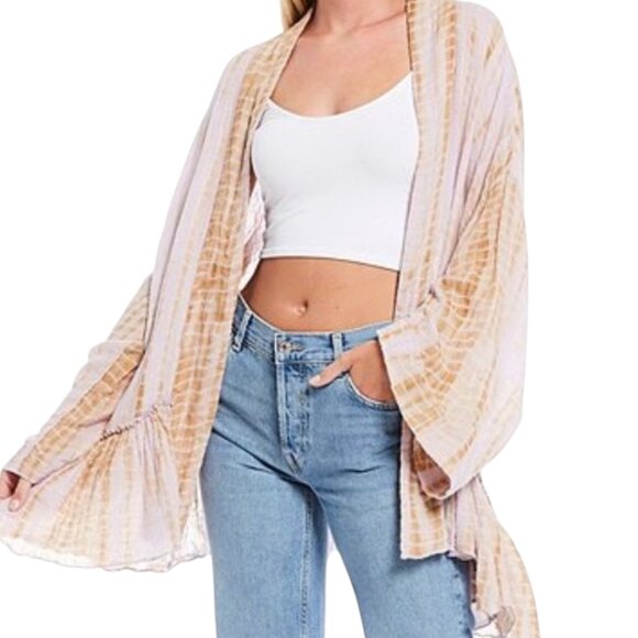 Free People Sasha Kimono Belted Gauzy Top, Lavender Tan, XS/S - Picture 6 of 13
